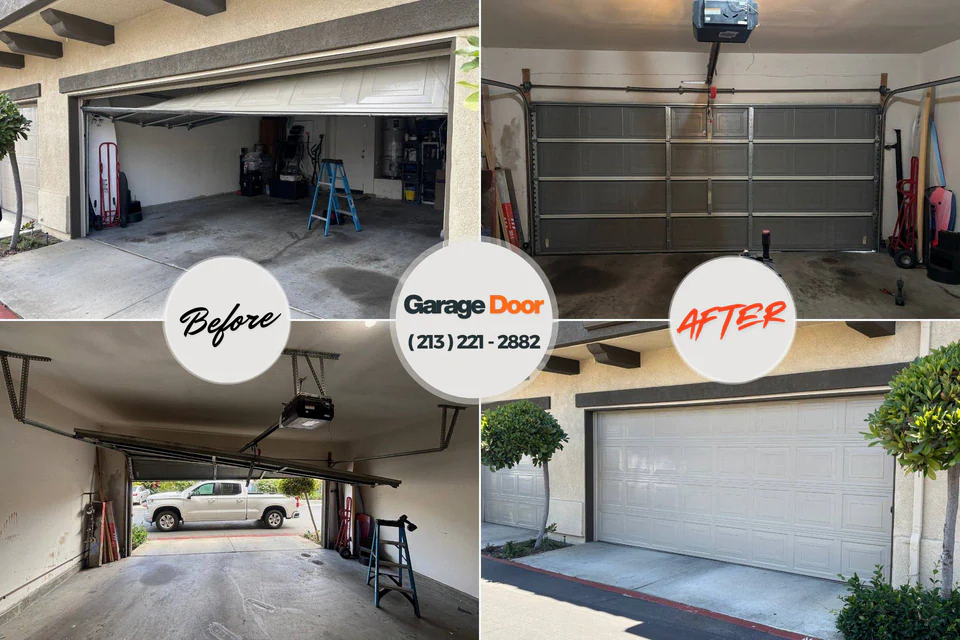 Before and after: garage door repair Bel Air North, MD